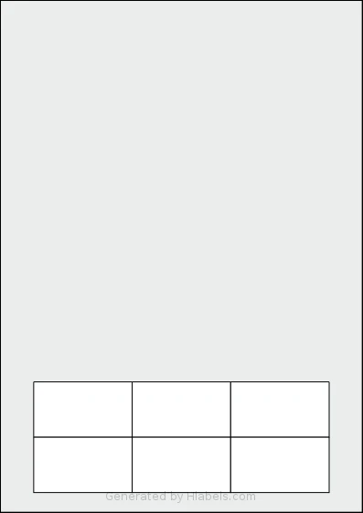 Flexilabels® FRH6 template with 6 rectangular 57 x 32 millimeter labels per sheet, on A4-size adhesive blank label sheets.