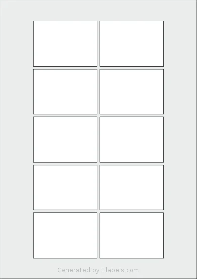 Flexilabels® FRJ10 template with 10 rectangular 68 x 48 millimeter labels per sheet, on A4-size adhesive blank label sheets.