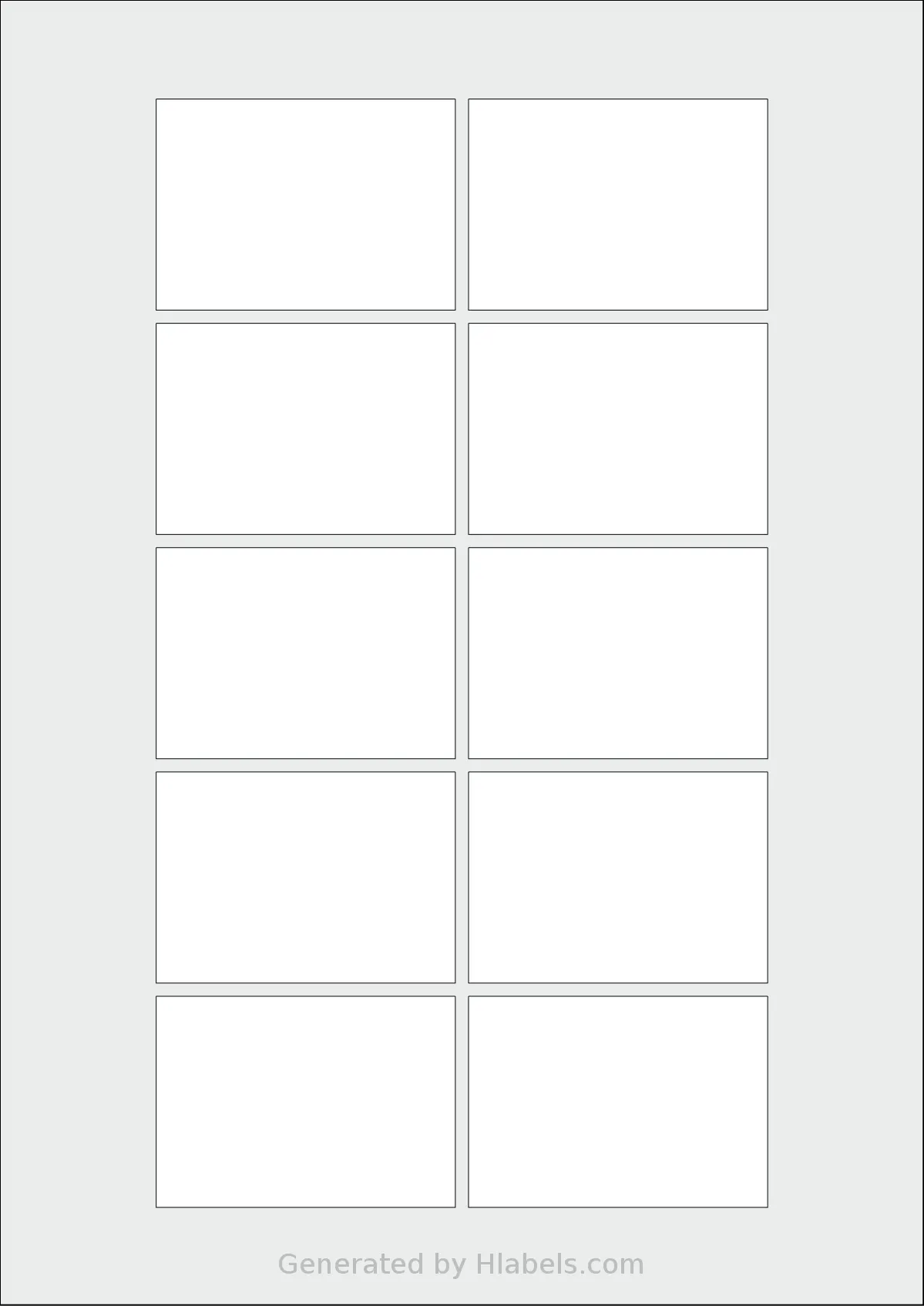 Flexilabels® FRJ10 template with 10 rectangular 68 x 48 millimeter labels per sheet, on A4-size adhesive blank label sheets.