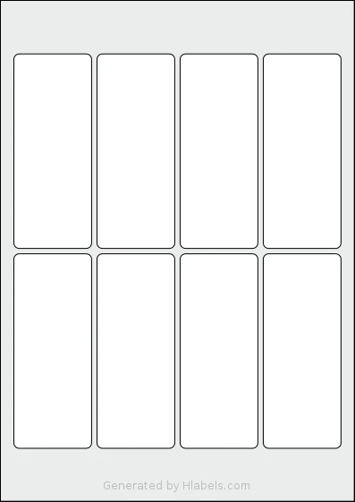 Flexilabels® FRK8 template with 8 rectangular 46 x 115 millimeter labels per sheet, on A4-size adhesive blank label sheets.
