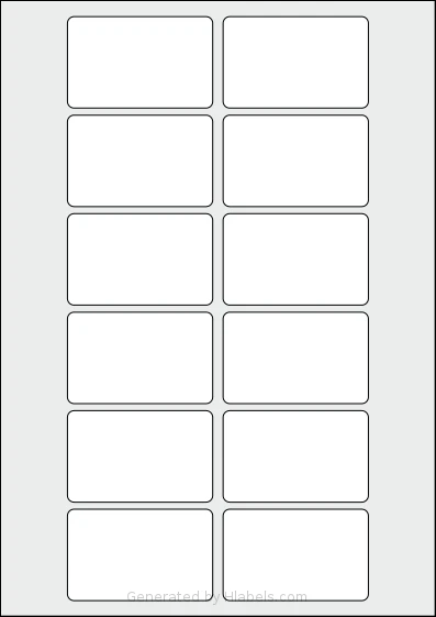 Flexilabels® FRL12 template with 12 rectangular 70 x 44 millimeter labels per sheet, on A4-size adhesive blank label sheets.