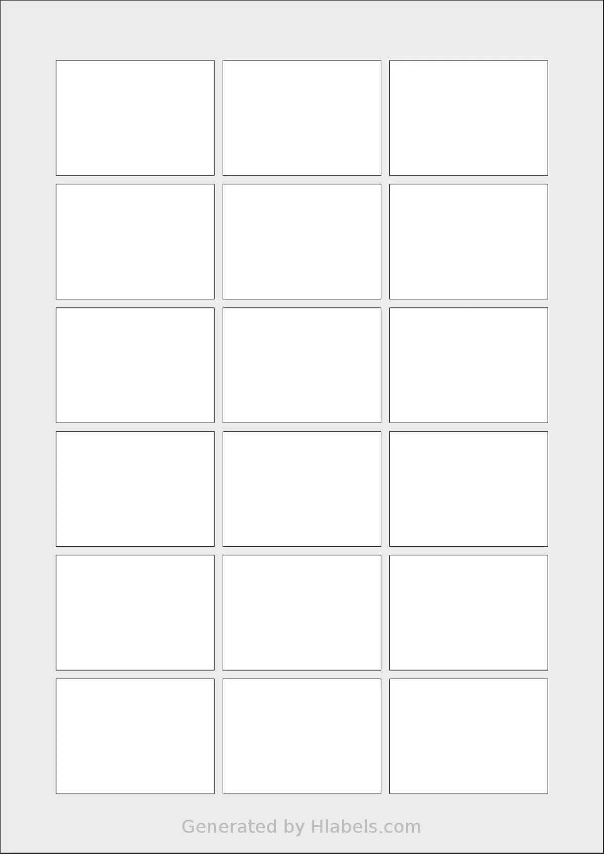 Flexilabels® FRL18 template with 18 rectangular 55 x 40 millimeter labels per sheet, on A4-size adhesive blank label sheets.