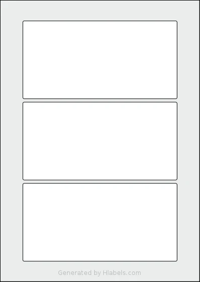 Flexilabels® FRL3 template with 3 rectangular 162 x 82 millimeter labels per sheet, on A4-size adhesive blank label sheets.
