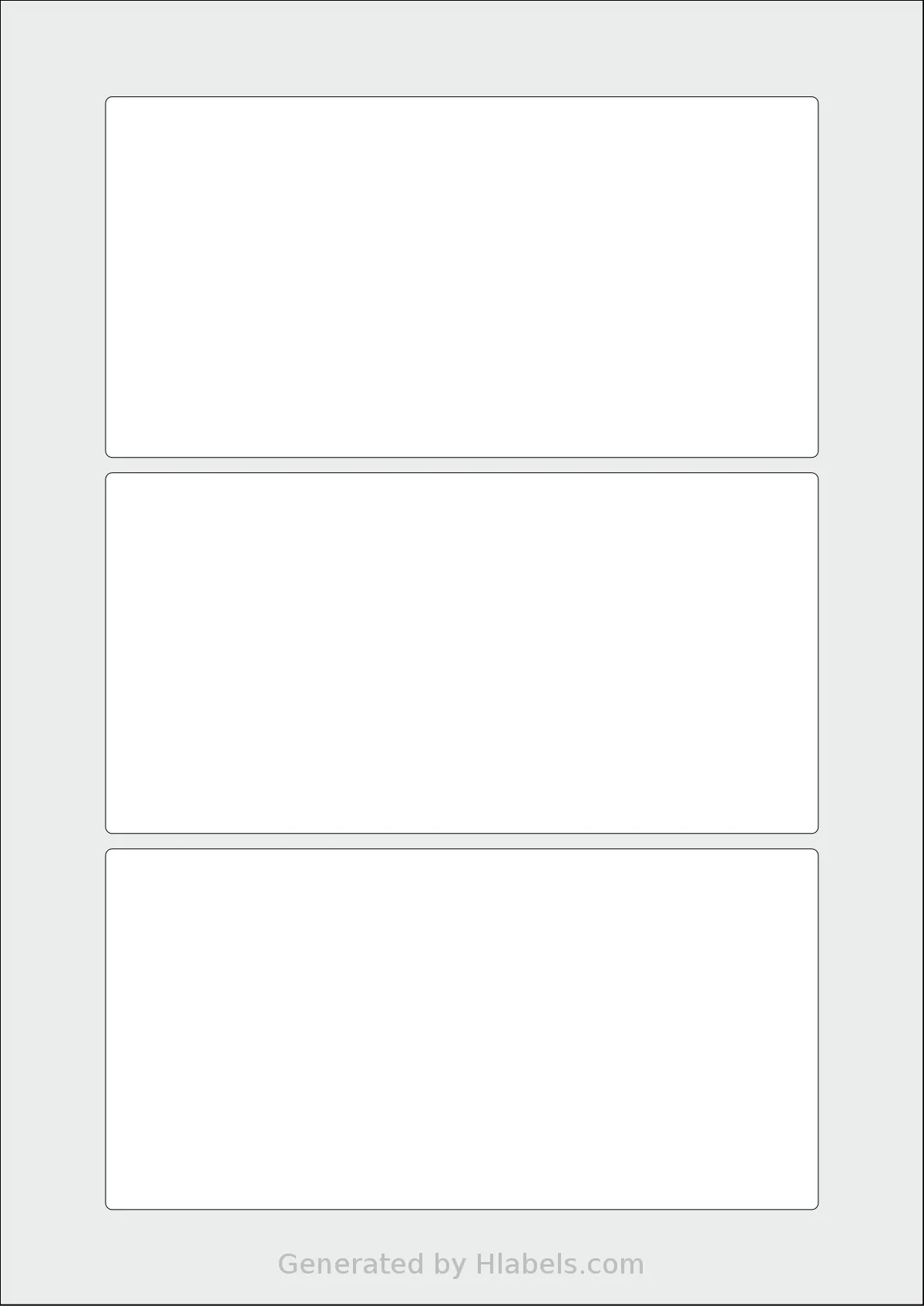 Flexilabels® FRL3 template with 3 rectangular 162 x 82 millimeter labels per sheet, on A4-size adhesive blank label sheets.