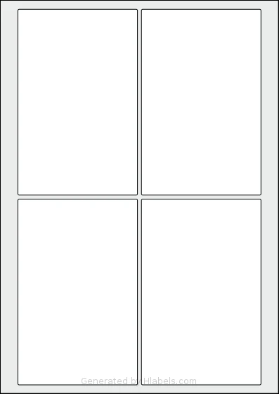 Flexilabels® FRL4 template with 4 rectangular 90 x 140 millimeter labels per sheet, on A4-size adhesive blank label sheets.