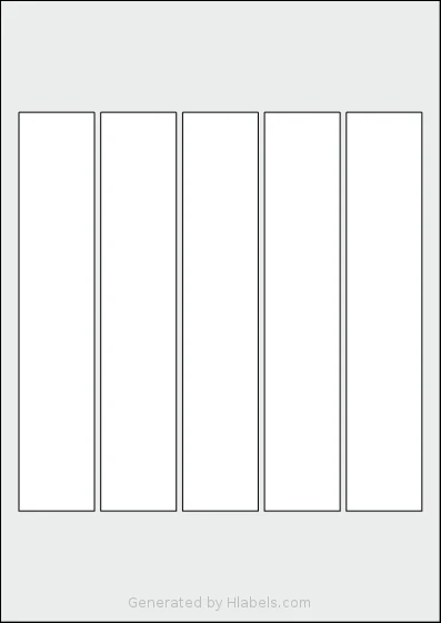 Flexilabels® FRL5 template with 5 rectangular 36 x 190 millimeter labels per sheet, on A4-size adhesive blank label sheets.