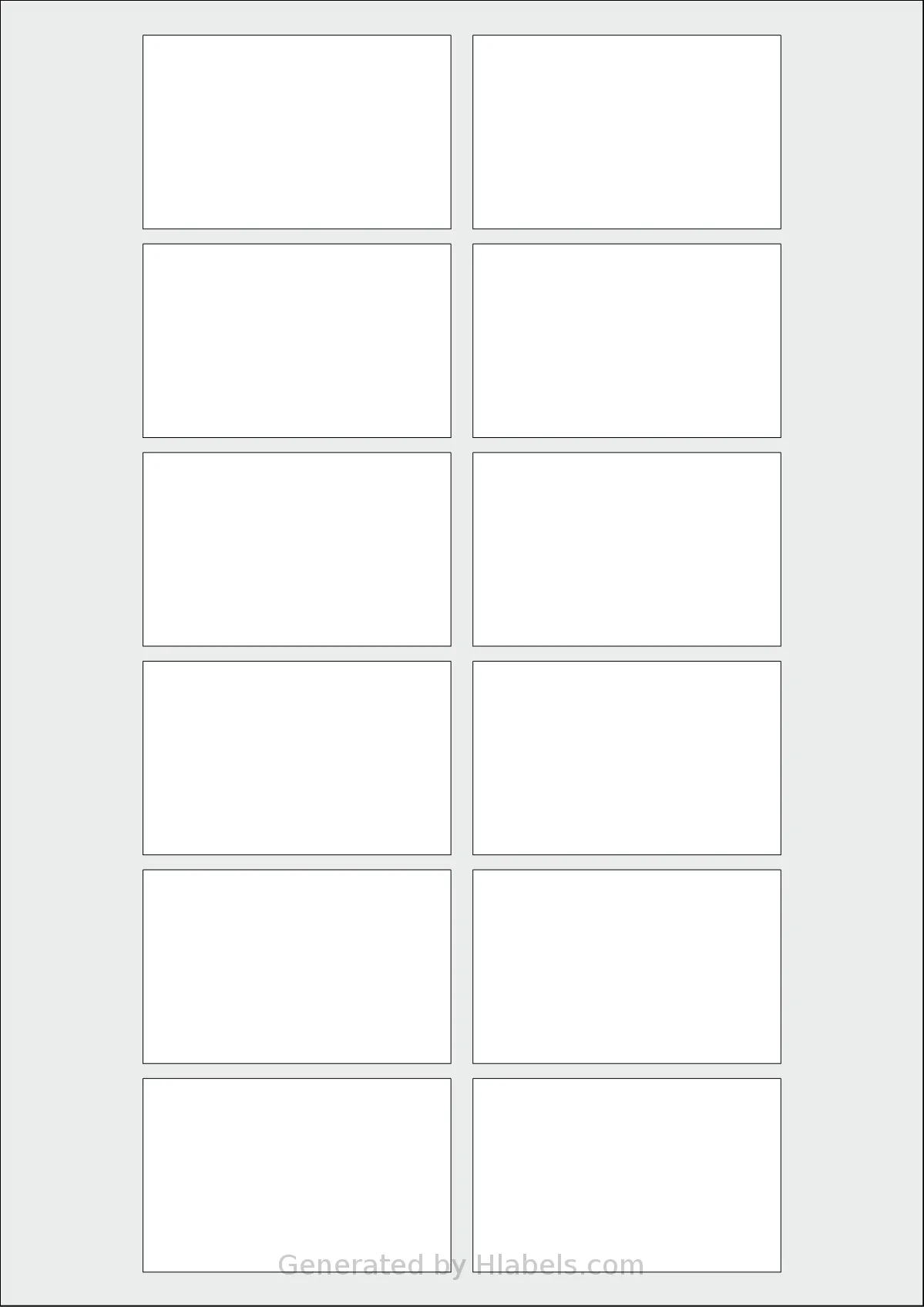Flexilabels® FRM12 template with 12 rectangular 70 x 44 millimeter labels per sheet, on A4-size adhesive blank label sheets.