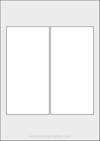 Flexilabels® FRM2 template with 2 rectangular 90 x 185 millimeter labels per sheet, on A4-size adhesive blank label sheets.