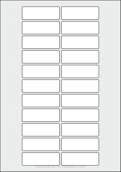 Flexilabels® FRM22 template with 22 rectangular 65 x 22 millimeter labels per sheet, on A4-size adhesive blank label sheets.