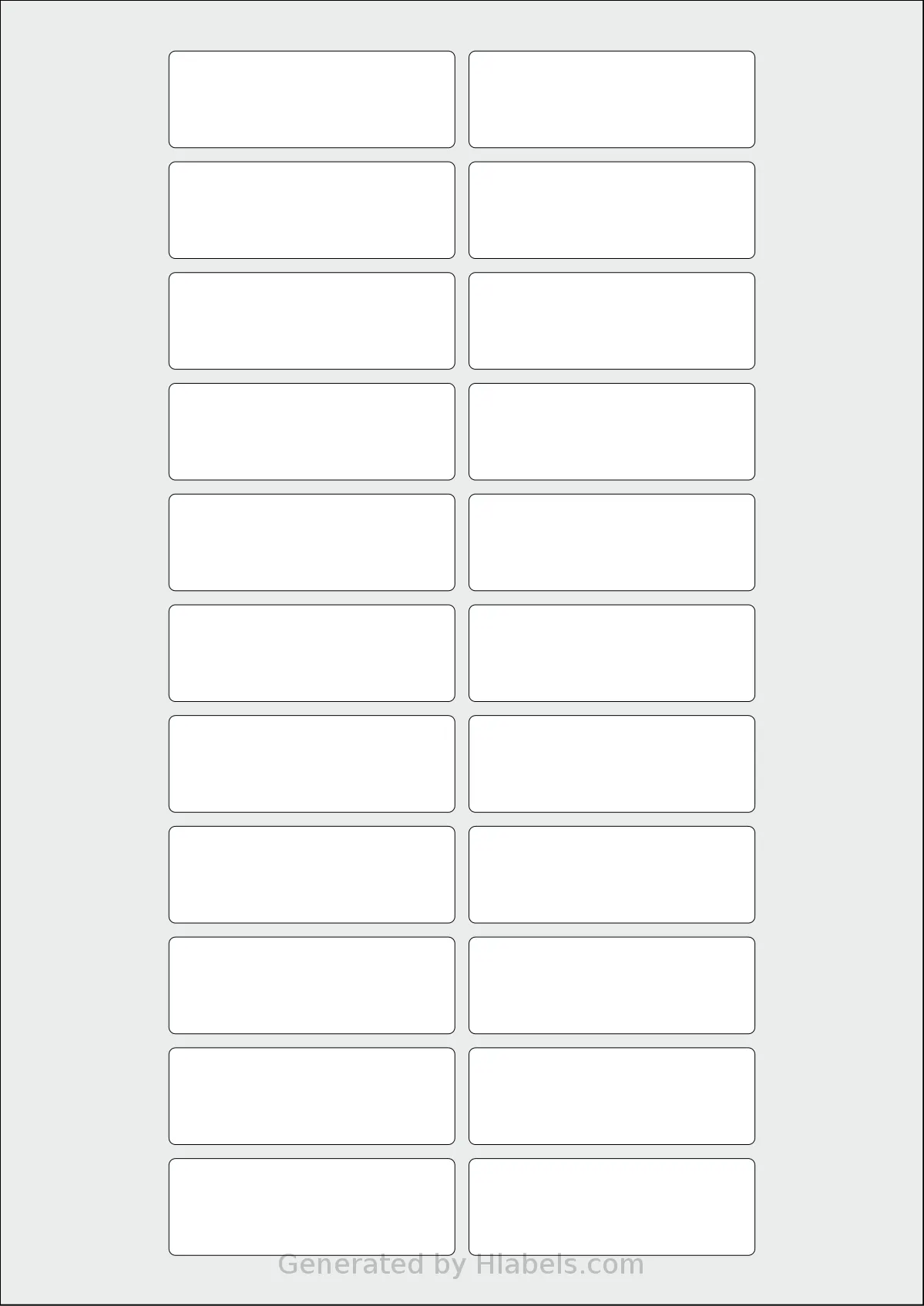 Flexilabels® FRM22 template with 22 rectangular 65 x 22 millimeter labels per sheet, on A4-size adhesive blank label sheets.