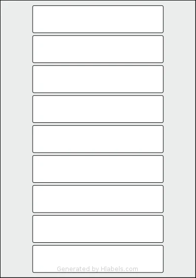 Flexilabels® FRM9 template with 9 rectangular 140 x 29 millimeter labels per sheet, on A4-size adhesive blank label sheets.