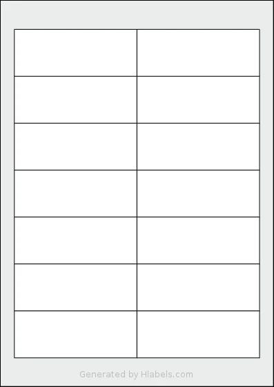 Flexilabels® FRP14 template with 14 rectangular 94 x 36 millimeter labels per sheet, on A4-size adhesive blank label sheets.
