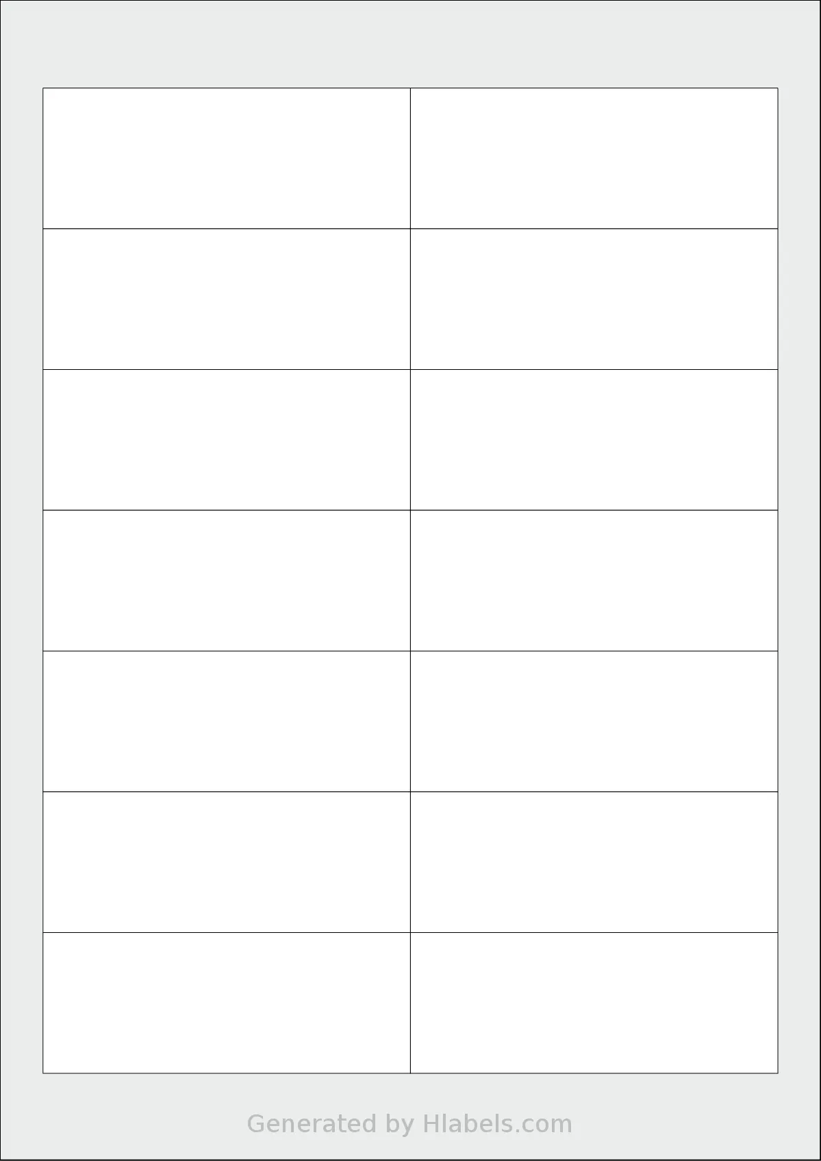 Flexilabels® FRP14 template with 14 rectangular 94 x 36 millimeter labels per sheet, on A4-size adhesive blank label sheets.
