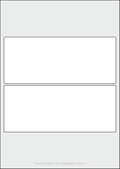 Flexilabels® FRP2 template with 2 rectangular 196 x 82 millimeter labels per sheet, on A4-size adhesive blank label sheets.
