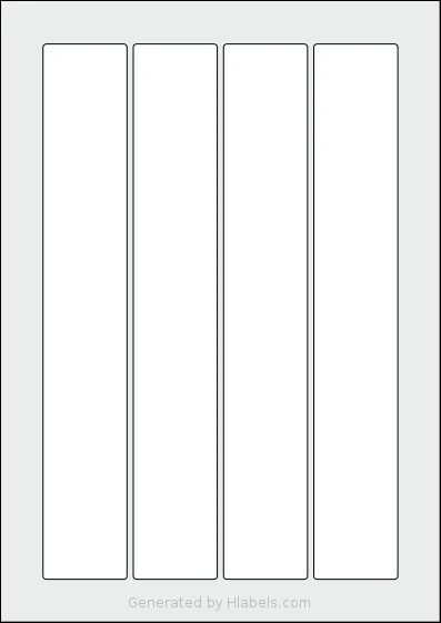 Flexilabels® FRQ4 template with 4 rectangular 40 x 255 millimeter labels per sheet, on A4-size adhesive blank label sheets.