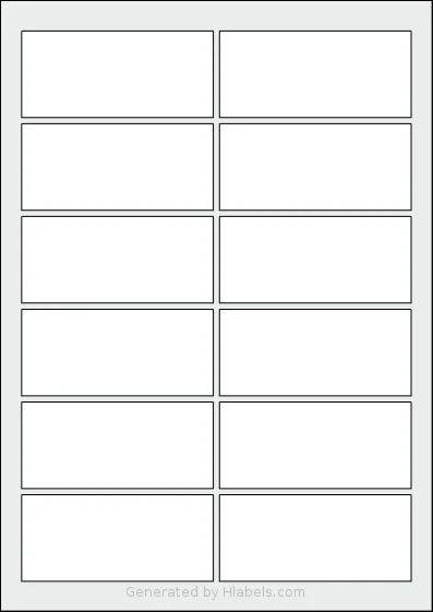 Flexilabels® FRR12 template with 12 rectangular 93 x 42 millimeter labels per sheet, on A4-size adhesive blank label sheets.