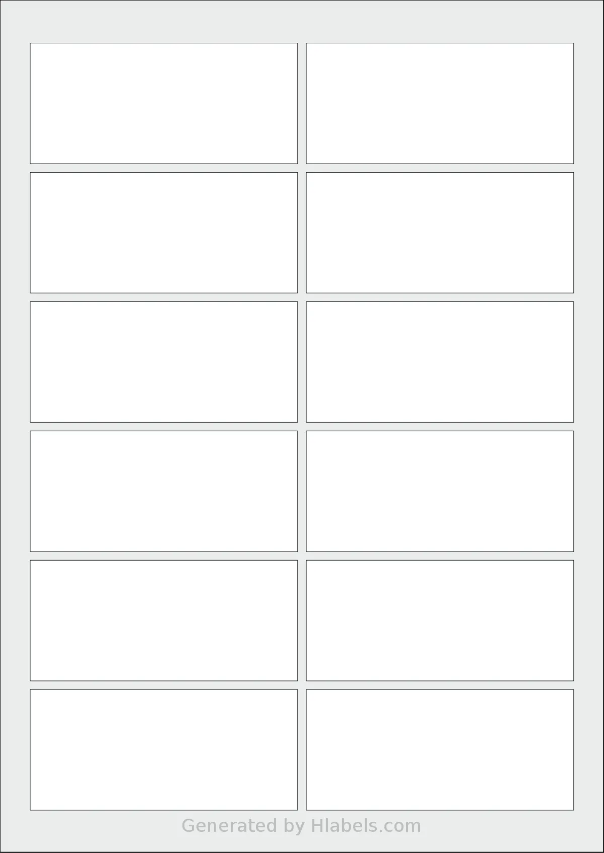 Flexilabels® FRR12 template with 12 rectangular 93 x 42 millimeter labels per sheet, on A4-size adhesive blank label sheets.