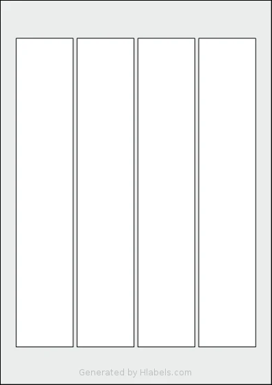 Flexilabels® FRR4 template with 4 rectangular 44 x 238 millimeter labels per sheet, on A4-size adhesive blank label sheets.