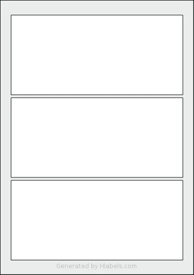 Flexilabels® FRRT3 template with 3 rectangular 186 x 86 millimeter labels per sheet, on A4-size adhesive blank label sheets.