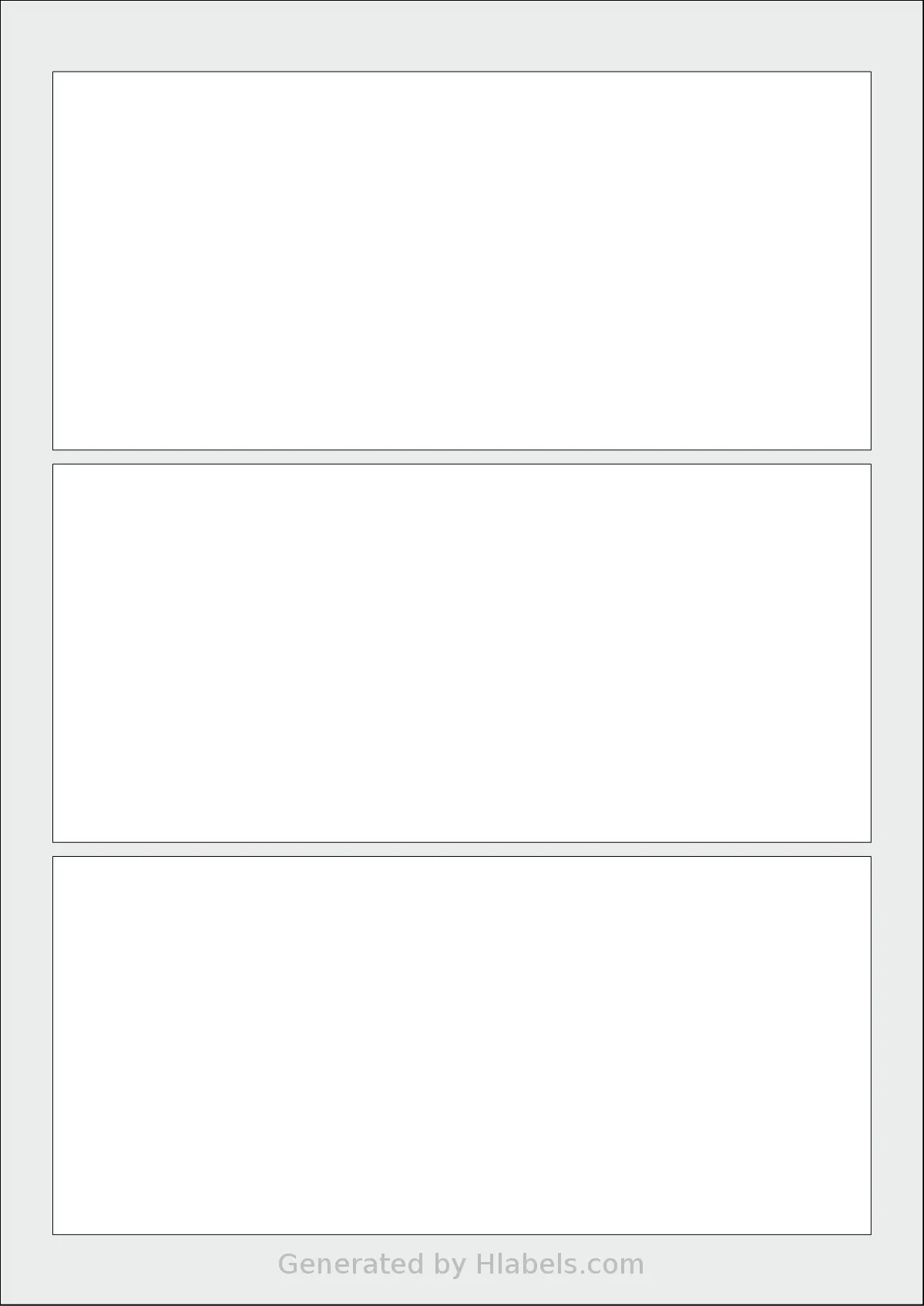 Flexilabels® FRRT3 template with 3 rectangular 186 x 86 millimeter labels per sheet, on A4-size adhesive blank label sheets.