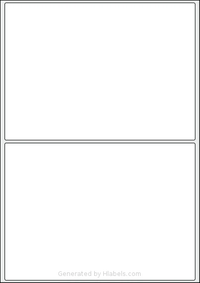 Flexilabels® FRS2 template with 2 rectangular 200 x 144 millimeter labels per sheet, on A4-size adhesive blank label sheets.