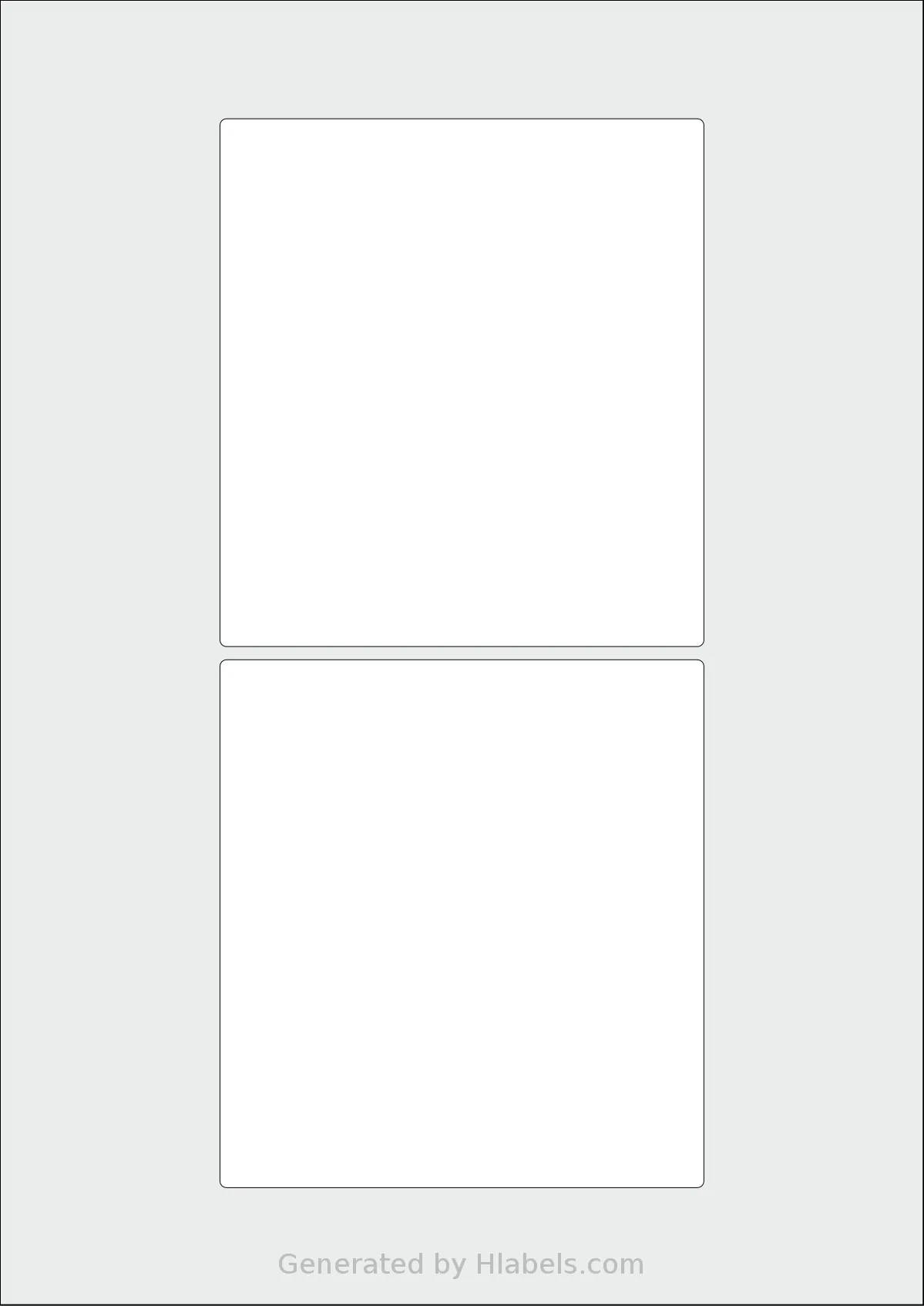 Flexilabels® FRSB2 template with 2 rectangular 110 x 120 millimeter labels per sheet, on A4-size adhesive blank label sheets.