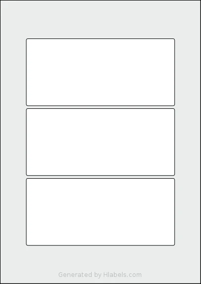 Flexilabels® FRSW3 template with 3 rectangular 155 x 70 millimeter labels per sheet, on A4-size adhesive blank label sheets.
