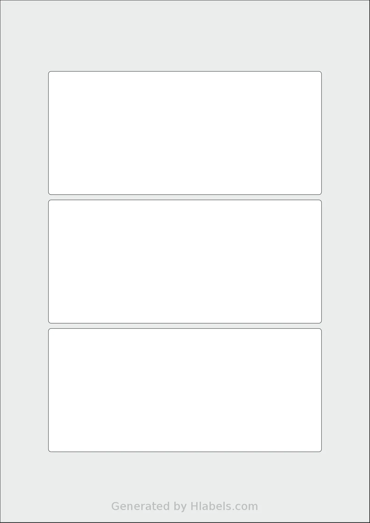Flexilabels® FRSW3 template with 3 rectangular 155 x 70 millimeter labels per sheet, on A4-size adhesive blank label sheets.