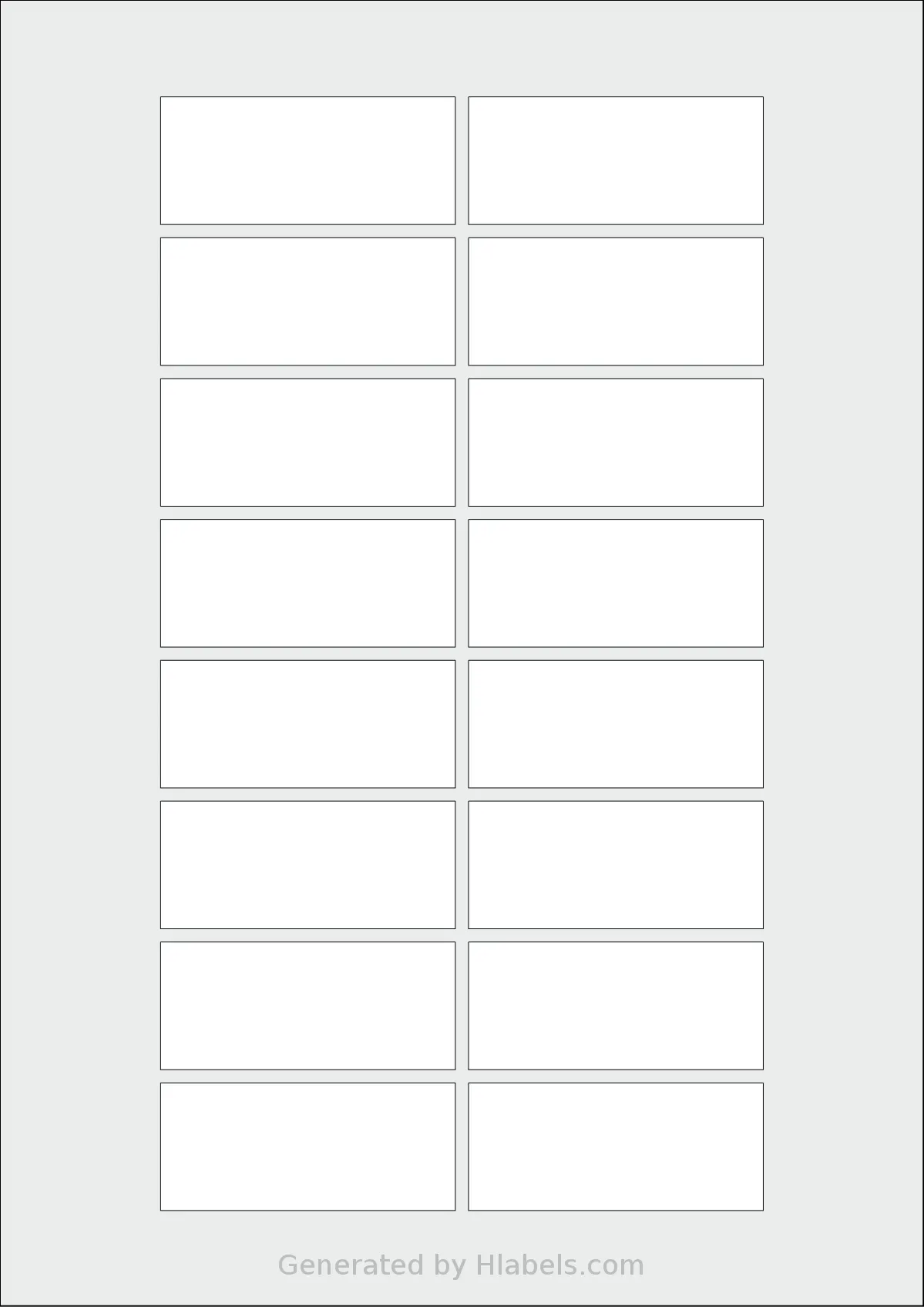 Flexilabels® FRT16 template with 16 rectangular 67 x 29 millimeter labels per sheet, on A4-size adhesive blank label sheets.