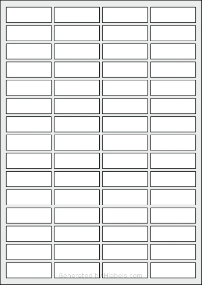 Flexilabels® FRT60 template with 60 rectangular 47 x 16 millimeter labels per sheet, on A4-size adhesive blank label sheets.