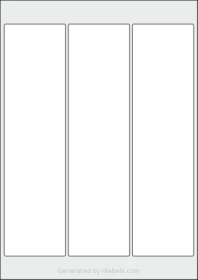 Flexilabels® FRTG3 template with 3 rectangular 65 x 246 millimeter labels per sheet, on A4-size adhesive blank label sheets.