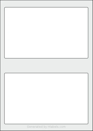Flexilabels® FRTV2 template with 2 rectangular 189 x 115.5 millimeter labels per sheet, on A4-size adhesive blank label sheets.