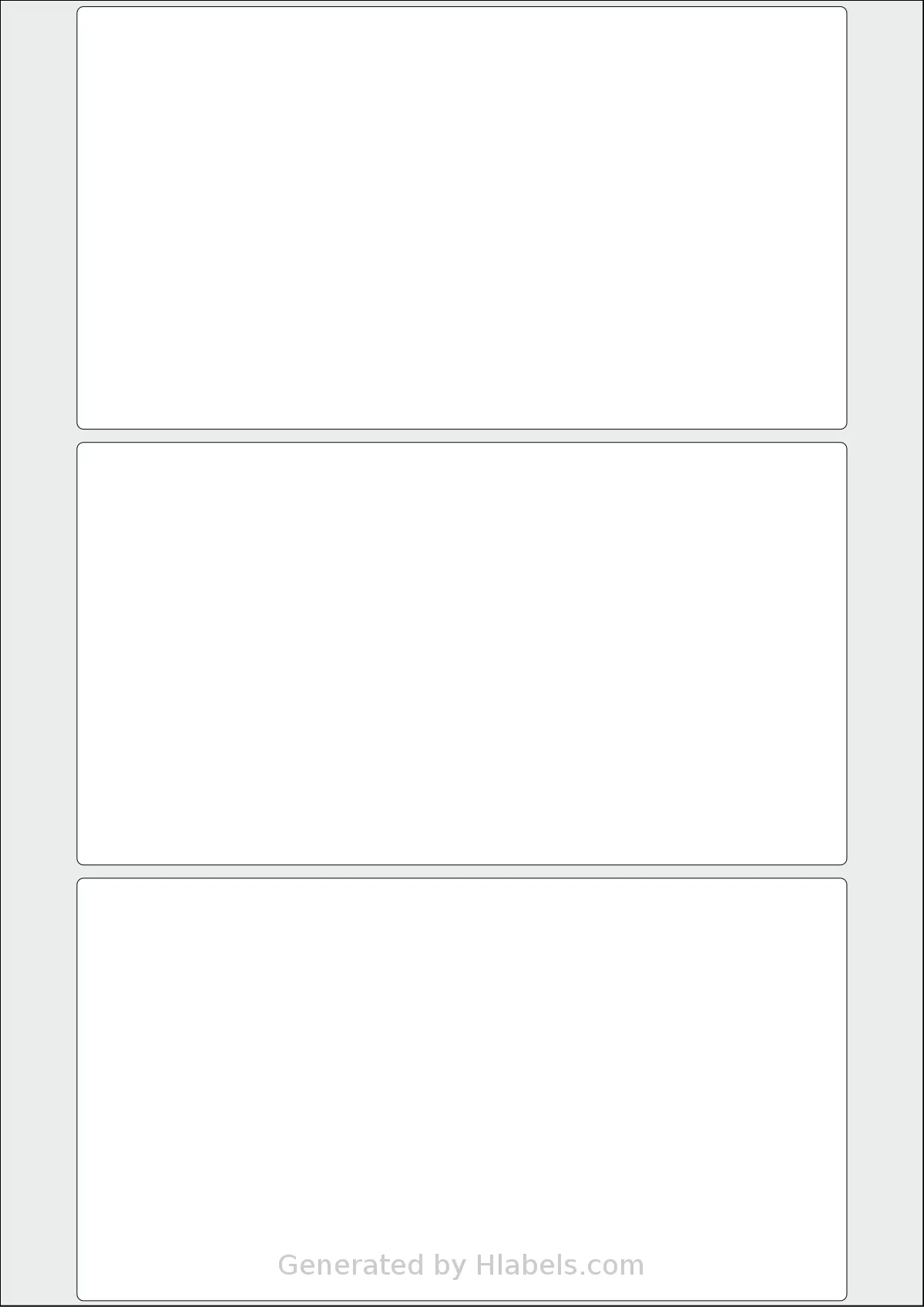 Flexilabels® FRU3 template with 3 rectangular 175 x 96 millimeter labels per sheet, on A4-size adhesive blank label sheets.
