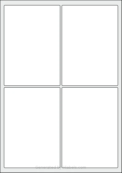 Flexilabels® FRU4 template with 4 rectangular 96.5 x 138 millimeter labels per sheet, on A4-size adhesive blank label sheets.