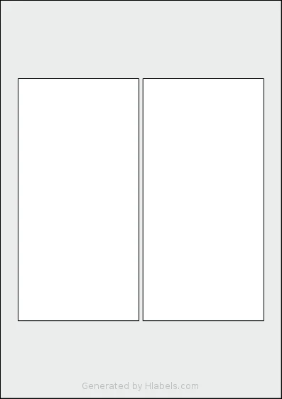 Flexilabels® FRW2 template with 2 rectangular 90 x 180 millimeter labels per sheet, on A4-size adhesive blank label sheets.