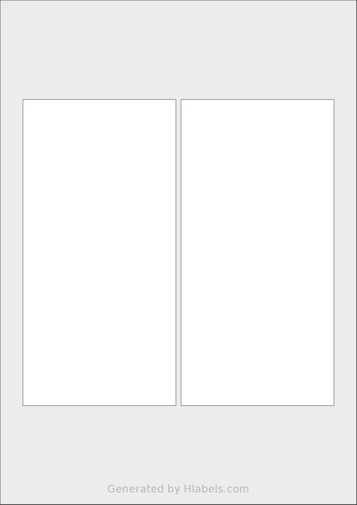 Flexilabels® FRW2 template with 2 rectangular 90 x 180 millimeter labels per sheet, on A4-size adhesive blank label sheets.
