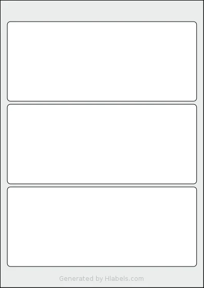 Flexilabels® FRW3 template with 3 rectangular 195 x 82 millimeter labels per sheet, on A4-size adhesive blank label sheets.