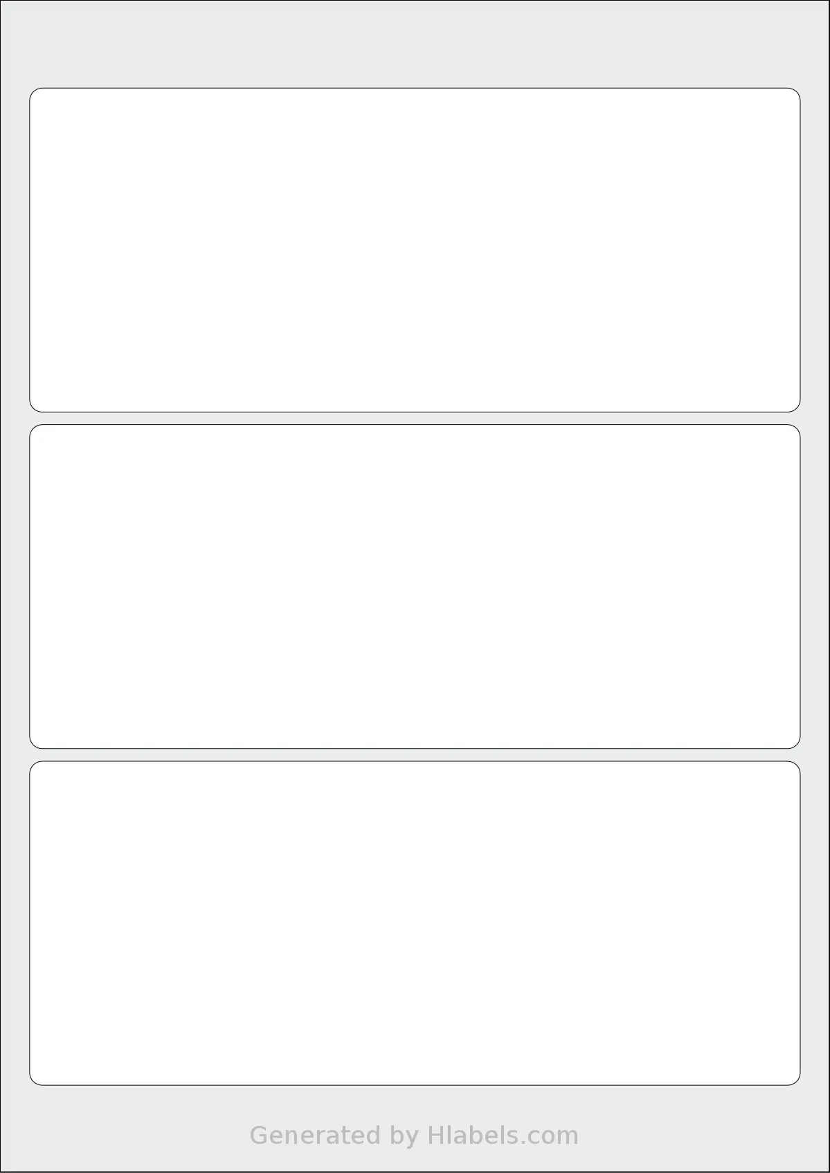 Flexilabels® FRW3 template with 3 rectangular 195 x 82 millimeter labels per sheet, on A4-size adhesive blank label sheets.