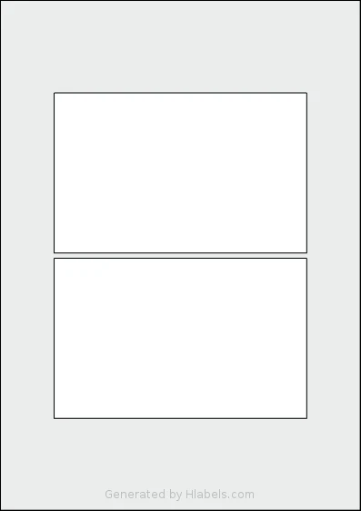 Flexilabels® FRXX2 template with 2 rectangular 147 x 93 millimeter labels per sheet, on A4-size adhesive blank label sheets.