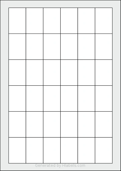 Flexilabels® FRZ36 template with 36 rectangular 30 x 45 millimeter labels per sheet, on A4-size adhesive blank label sheets.