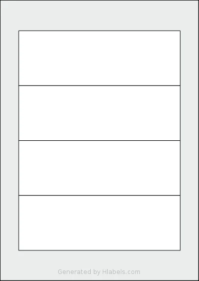 Flexilabels® FRZ4 template with 4 rectangular 170.5 x 58 millimeter labels per sheet, on A4-size adhesive blank label sheets.