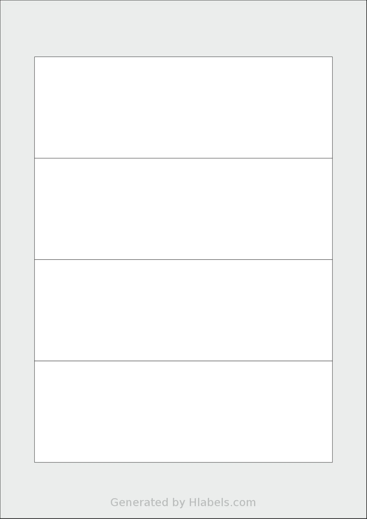 Flexilabels® FRZ4 template with 4 rectangular 170.5 x 58 millimeter labels per sheet, on A4-size adhesive blank label sheets.