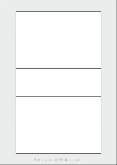 Flexilabels® FRZ5 template with 5 rectangular 153 x 51 millimeter labels per sheet, on A4-size adhesive blank label sheets.