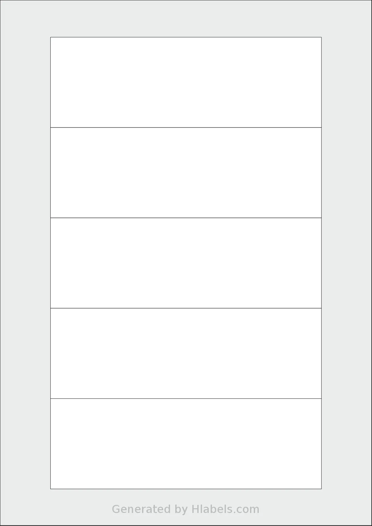 Flexilabels® FRZ5 template with 5 rectangular 153 x 51 millimeter labels per sheet, on A4-size adhesive blank label sheets.