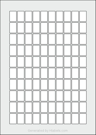 Flexilabels® FS100 template with 100 rectangular 15 x 23 millimeter labels per sheet, on A4-size adhesive blank label sheets.