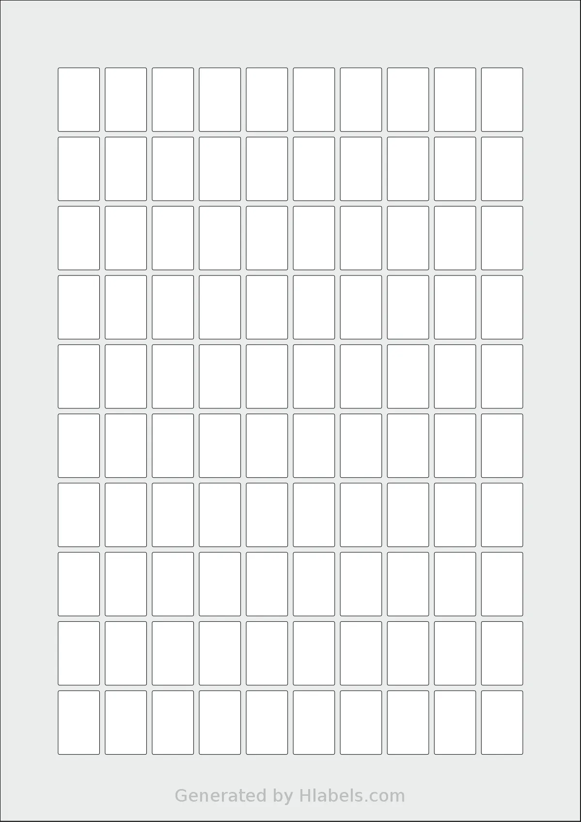 Flexilabels® FS100 template with 100 rectangular 15 x 23 millimeter labels per sheet, on A4-size adhesive blank label sheets.