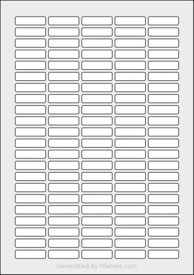 Flexilabels® FS110 template with 110 rectangular 33 x 9 millimeter labels per sheet, on A4-size adhesive blank label sheets.