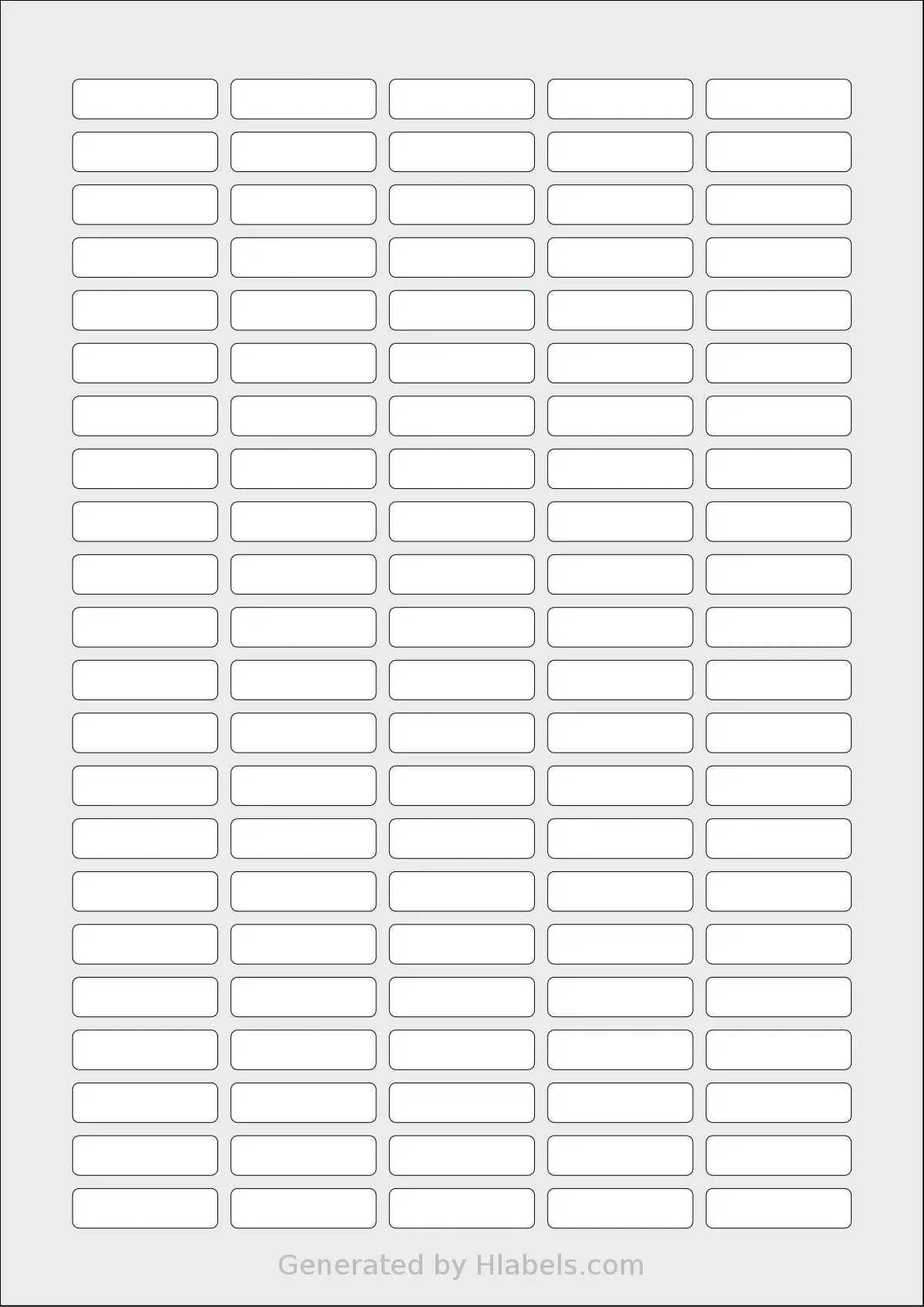 Flexilabels® FS110 template with 110 rectangular 33 x 9 millimeter labels per sheet, on A4-size adhesive blank label sheets.