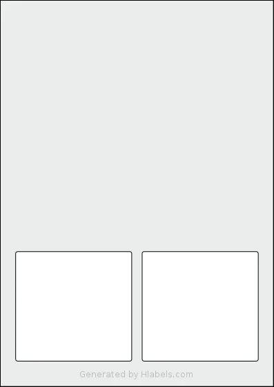 Flexilabels® FS2 template with 2 rectangular 89 x 84 millimeter labels per sheet, on A4-size adhesive blank label sheets.