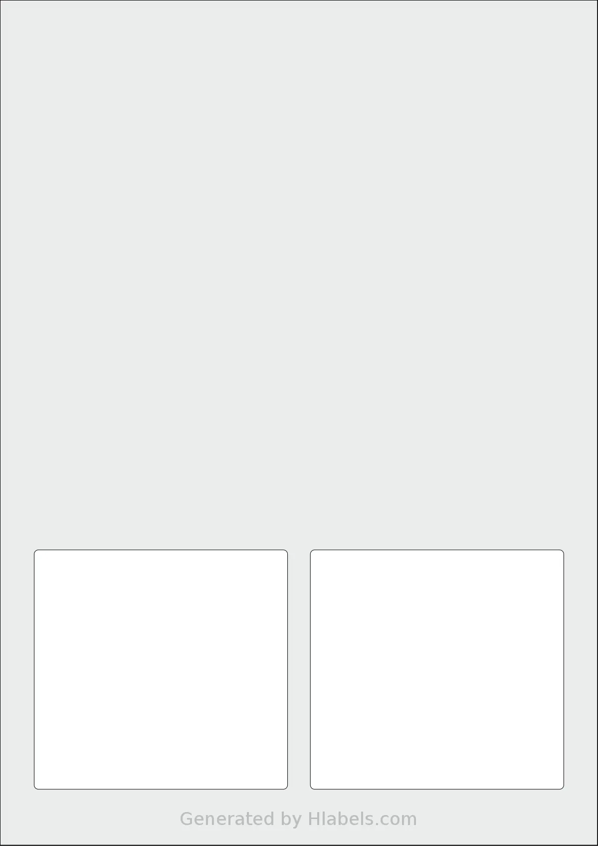 Flexilabels® FS2 template with 2 rectangular 89 x 84 millimeter labels per sheet, on A4-size adhesive blank label sheets.